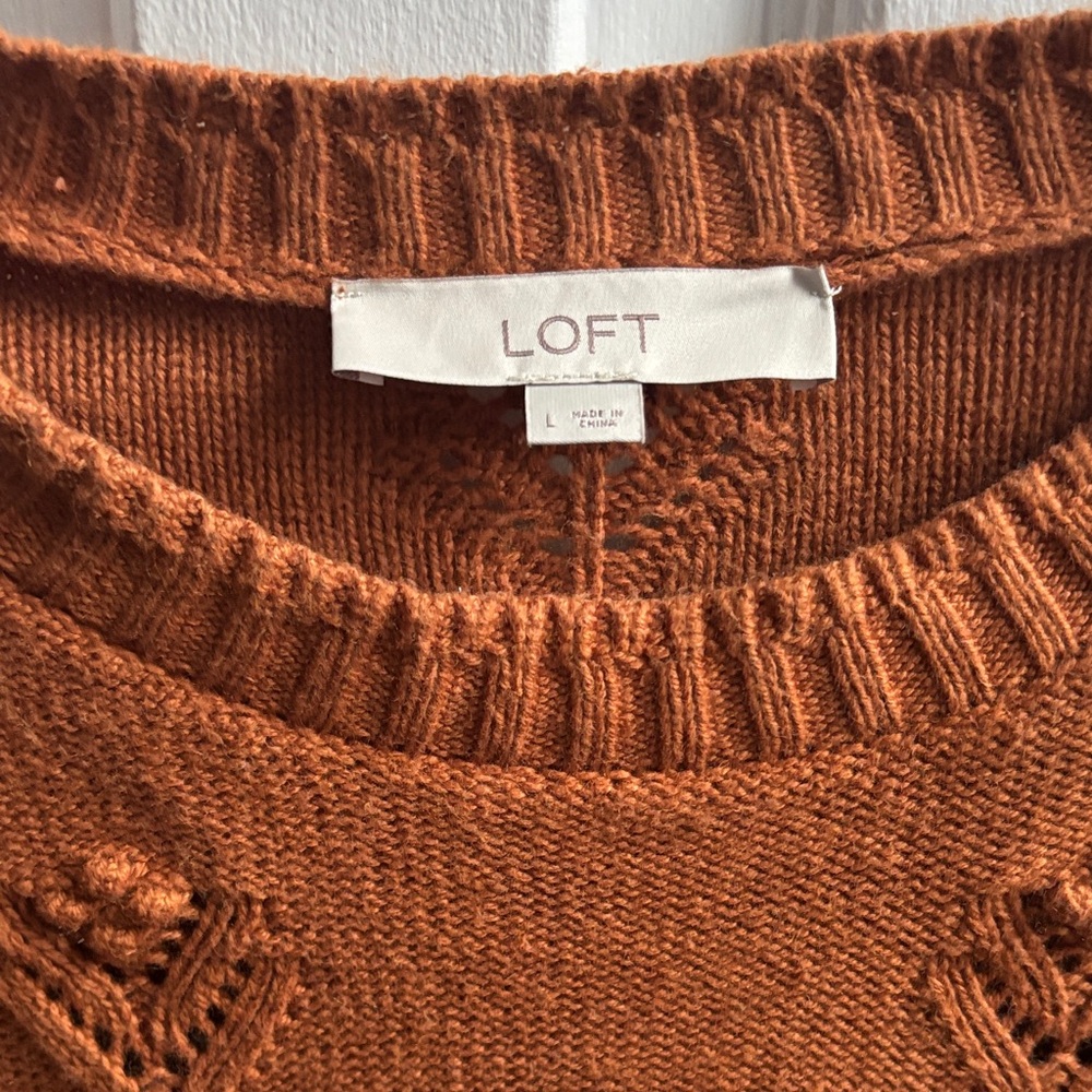 LOFT Women's Rust Textured Sweater - Picture 2 of 4